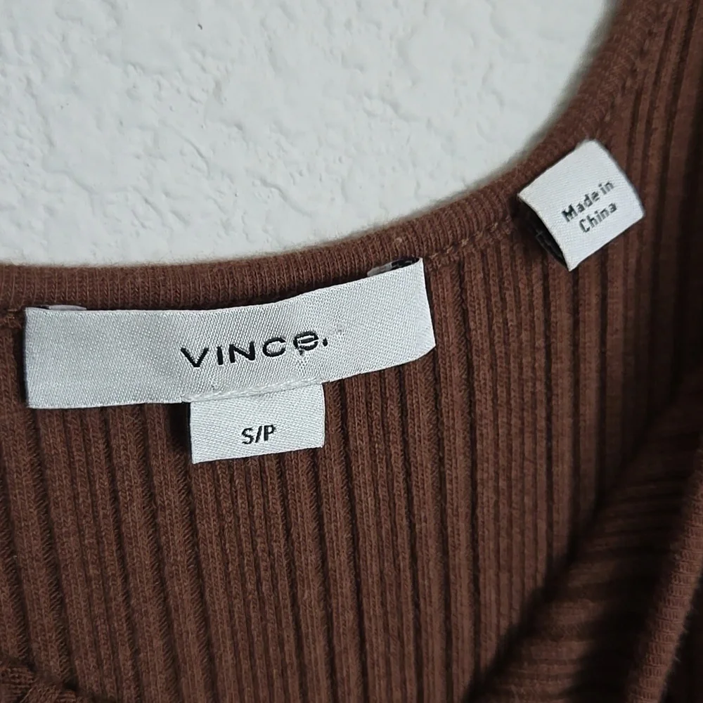 Vince Rib Sweetheart-Neck Camisole Dress Sleeveless A-line Hazelnut Brown S - Picture 7 of 10